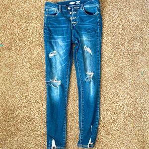 Old Navy high rise ripped blue jeans